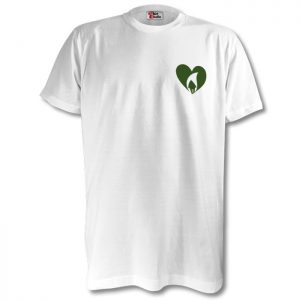 White Tee Green Heart Breast