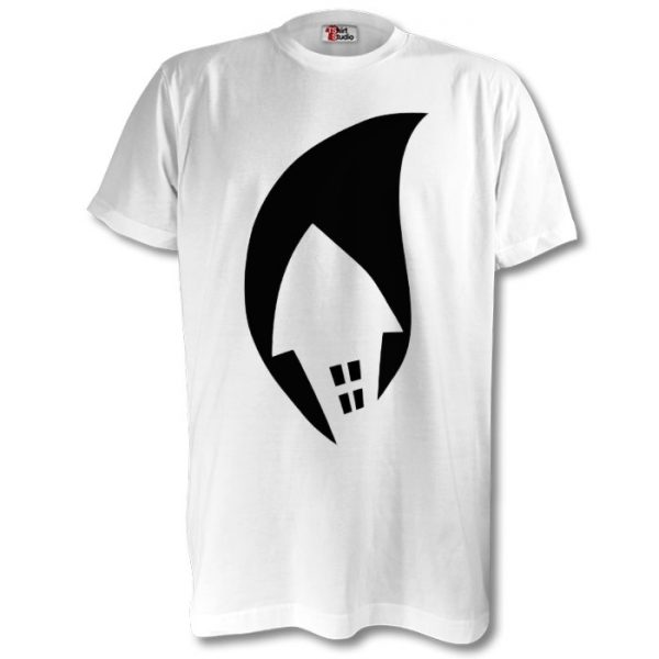 White Tee Black Logo Chest